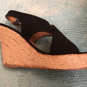 Black wedge sandals